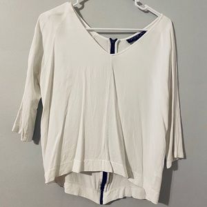 TopShop White Quarter-Sleeve Top